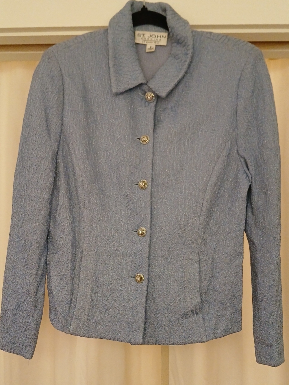 St. John Powder Blue Textured Button Jacket
